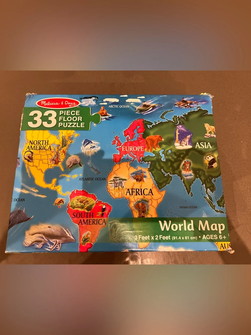 Melissa & Doug Kids World Map Floor Puzzle - 33 pieces ages- Ages 6+